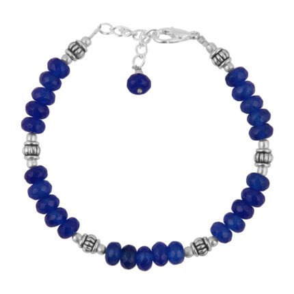 GGL Blue Jade Beads 7 Inch Bracelet for Women