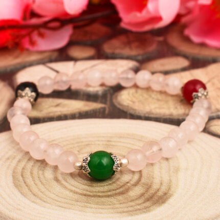 GGL Onyx, Quartz And Jade Gemstone Beads Bracelet for Girls