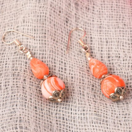 GGL Dyed Howlite Gemstone Beads Round Shaped Drop Earrings