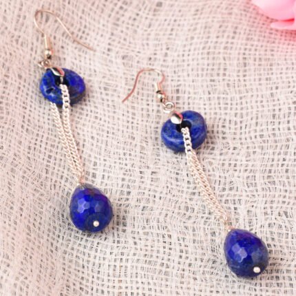 GGL Lapis Lazuli Gemstone Beads Dangle Earrings