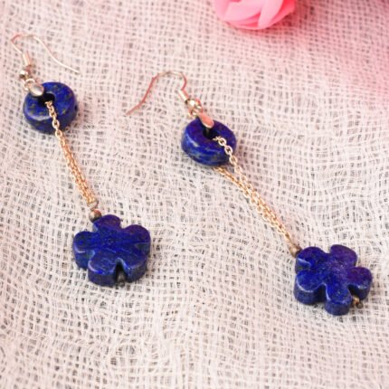 GGL Lapis Lazuli Gemstone Beads Dangle Earrings For Women