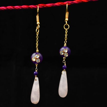 GGL Rose Quartz Gemstone Beads Earrings For Women