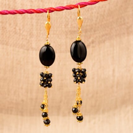 GGL Contingency Black Agate and  Black Spinal Beads Earrings for Women