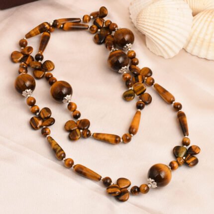 GGL Yellow Tiger Eye Necklace for Girls & Women