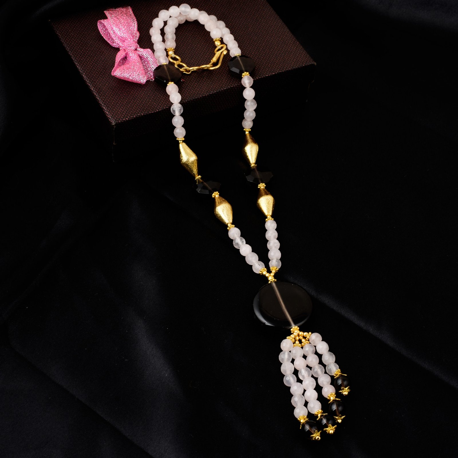 beads necklace, beads necklace for women, rose quartz necklace, gemstone beads necklace