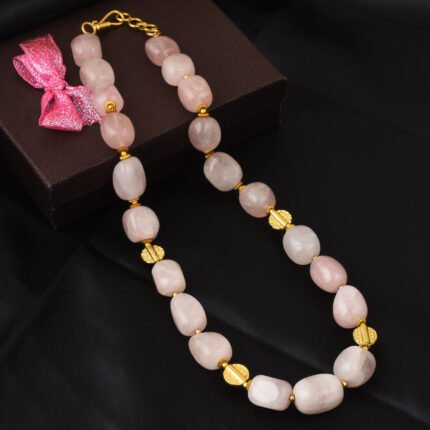 GGL Rose Quartz Gemstone Beads Necklace For Women