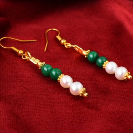 GGL Green Jade And Freshwater Pearl Earrings