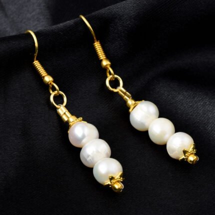 GGL White Freshwater Pearl 2.5 Inch Earrings