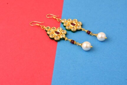 GGL Kundan Pearl Earrings For Women & Girls