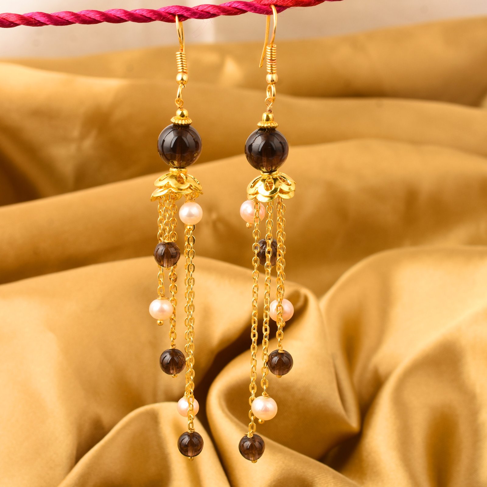 pearl earring, freshwater pearl earring, pearl earring for women, pearl earring for girls, girls earring, white pearl earring, smoky quartz earring