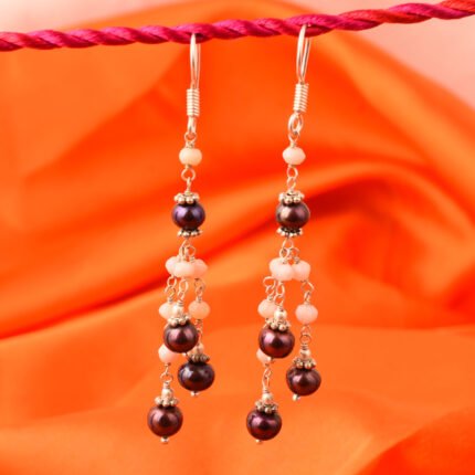 GGL Rose Quartz And Freshwater Pearl Earrings For Women