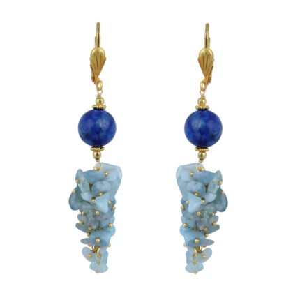 GGL Luxury Amazonite and  Dyed Lapis Lazuli Beads Earrings for Women