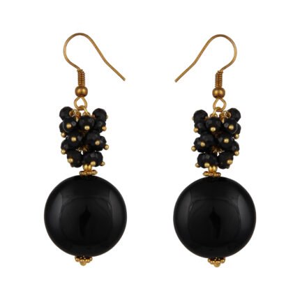 GGL Chick Black Agate and  Black Spinal Beads Earrings for Women