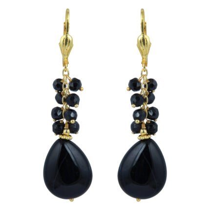 GGL Excitement Black Agate and  Black Spinal Beads Earrings for Women