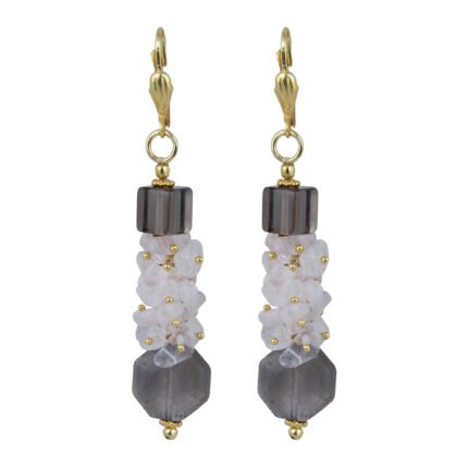 GGL Magical Smoky Quartz and  Rose Quartz Beads Earrings for Women