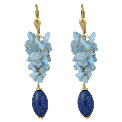 GGL Intoxicating Amazonite and  Dyed lapis lazuli Beads Earrings for Women
