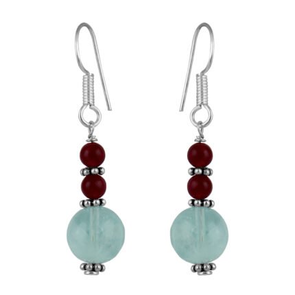 GGL Exhorting Green Fluorite and  Mahroon Jade Beads Earrings for Women