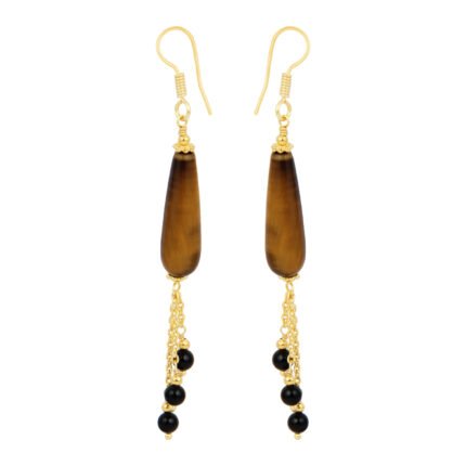 Astonishing Tiger eye and Black onyx beaded earring.