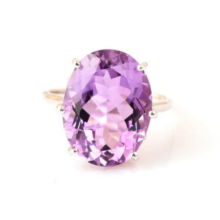GGL Silver Pink Amethyst Stone Ring's