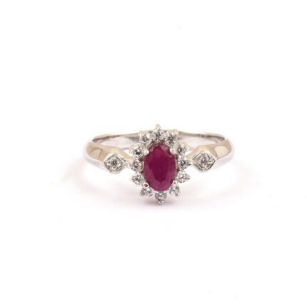 GGL Silver Ruby Stone Ring's