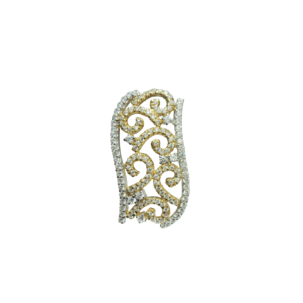 Sterling Silver Long White and Gold Cubic Zirconia Pendant for Women