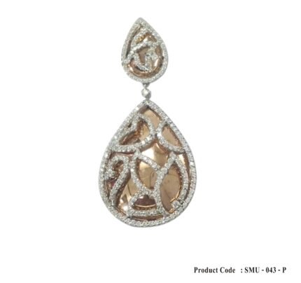 Sterling Silver Gold and White Teardrop Dangle Cubic Zirconia Pendant for Women