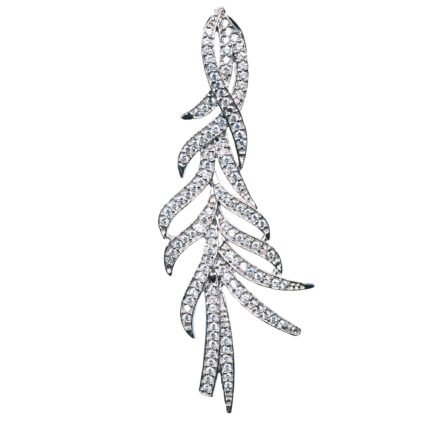 Sterling Silver Cubic Zirconia Leaf Pendant for Women